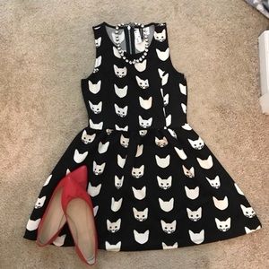 NWT H&M Cat Print Skater Dress